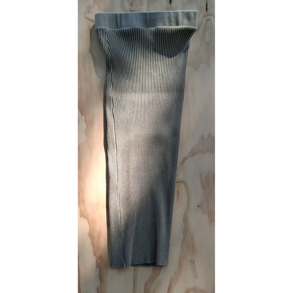 Zara Ribbed Knit Midi Bodycon Skirt M Sage Green Minimalist Quiet Luxury - Picture 2 of 6